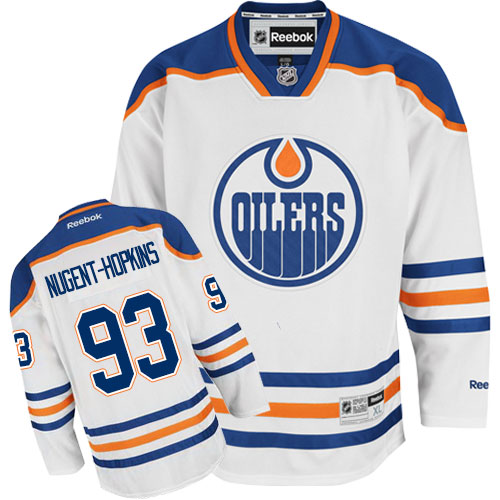 Mens Reebok Edmonton Oilers 93 Ryan Nugent-Hopkins Authentic White Away NHL Jersey